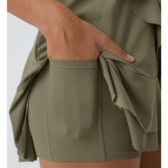 Halara V Neck Tie Side Ruffle 2-Piece Pocket Flowy Mini Casual NWT Medium Shorts - Picture 12 of 12